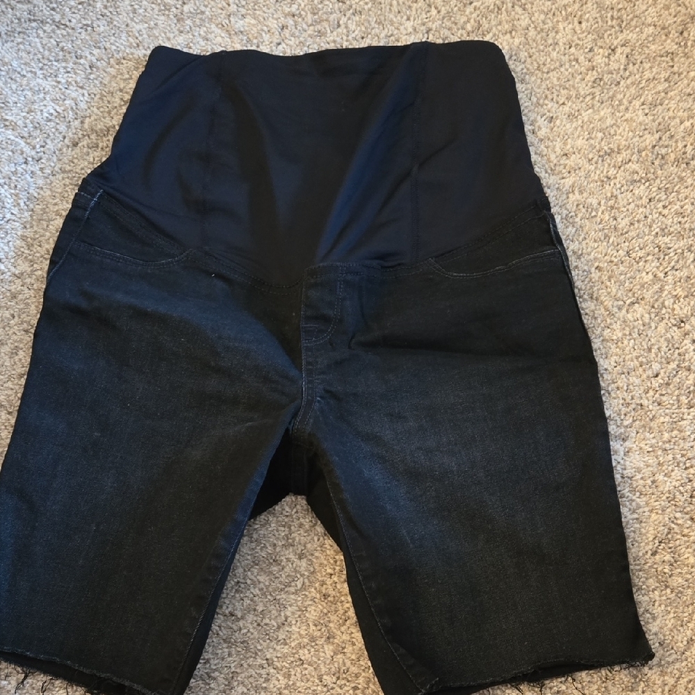 Black Maternity Denim Shorts